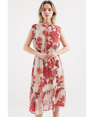 Midi-jurk met strikdetail