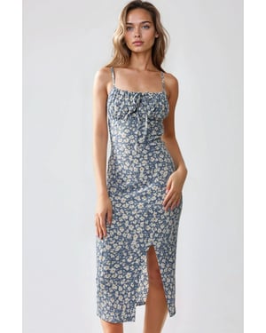 Alldoor Bloemenprint Lichaamsnauwsluitende Midi-jurk met Splits