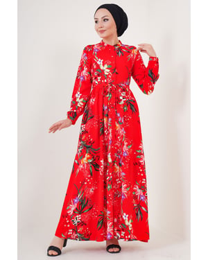 Maxi-jurk met patroon en knoopsluiting