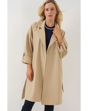 Gevormde Dubbelgeknoopte Trenchcoat