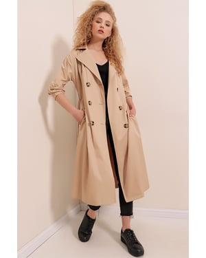 Dubbelbreasted Lange Trenchcoat