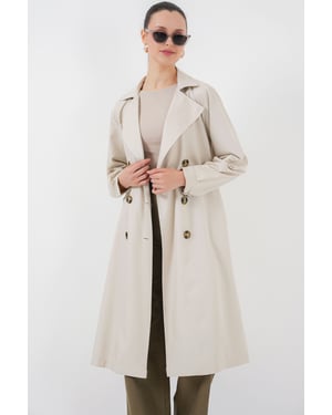 Dubbelbreasted Lange Trenchcoat