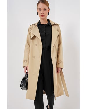 Dubbelbreasted Lange Trenchcoat