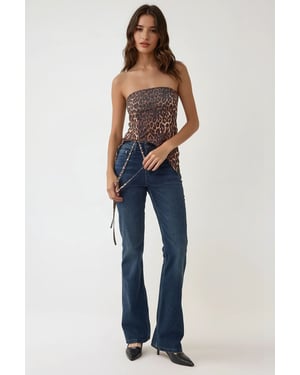 Leopardprint Strapless Getailleerde Geprinte Croptop