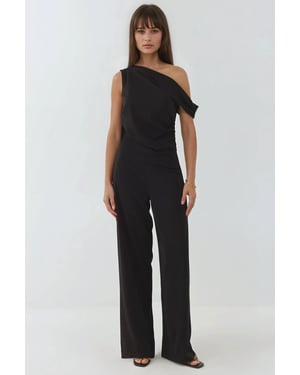 Wijd Gesneden Asymmetrische Kraag Jumpsuit