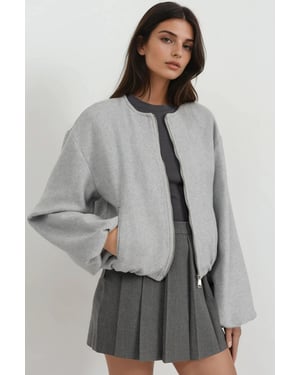 Volledige rits oversized textuur bomberjack