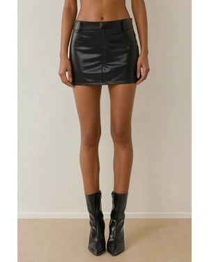Vegan Leren Lage Taille Aansluitend Mini Rok
