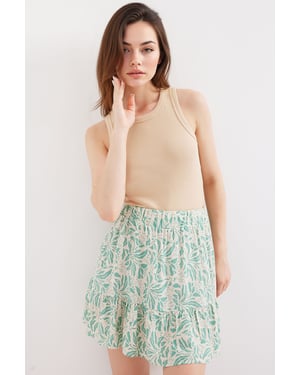 Getextureerde Mini Gebreide Rok met Ruches Details