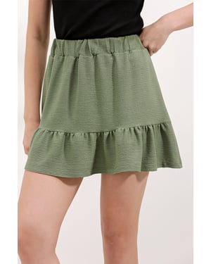 Gestrikte Mini Rok met Rimpeldetail
