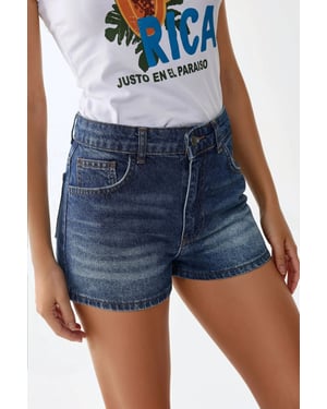 Hoge Taille Verwoeste Denim Shorts
