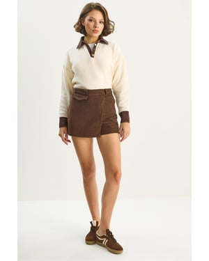 Hoge Taille Strakke Mini Shorts met Zak