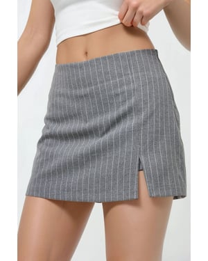 Gestreepte Mini Skorts met Split Detail