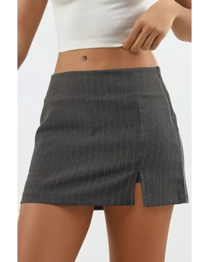 Gestreepte Mini Skorts met Sleufdetail