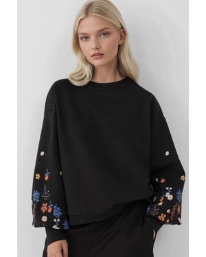 Bedrukte Lange Mouwen Crew Neck Sweatshirt