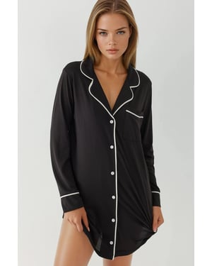 Extra Zachte Aanraak Relaxed Fit Mini Lounge Jurk met Kraag