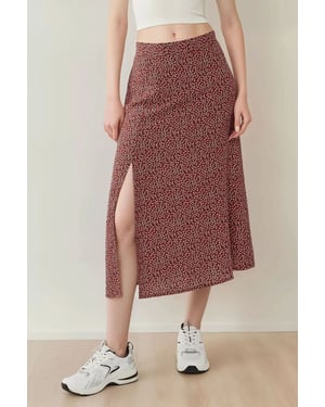 Bloemige Hoge Taille Midi Rok