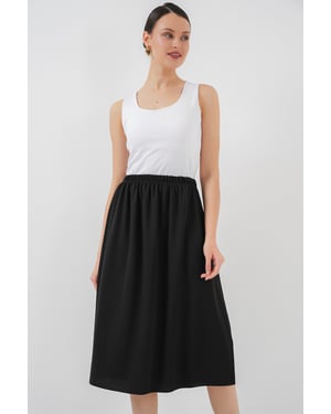 Midi Gebreide Elastische Taille Rok