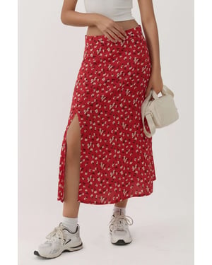 Bloemrijke Hoge Taille Midi Rok