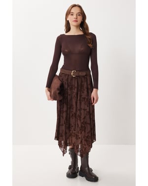 Hoge Taille Bloemen Midi A-Lijn Rok