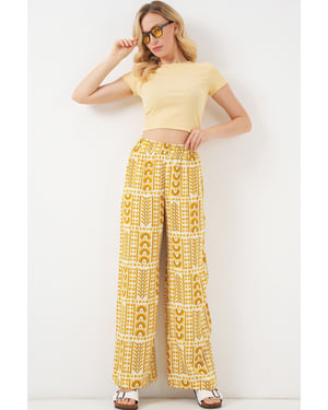 Hoge Taille Geometrische Gestreepte Palazzo Broek
