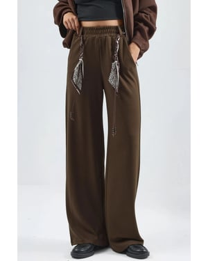 Modal Touch Hoge Taille Rechte Leg Breipantalon met Ceintuur