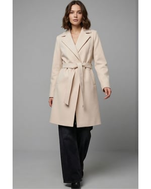 Geknoopte Midi Coat met Jas kraag