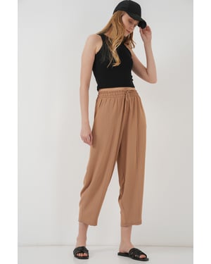 Gestructureerde Salwar Broek met Touwtjes Taille