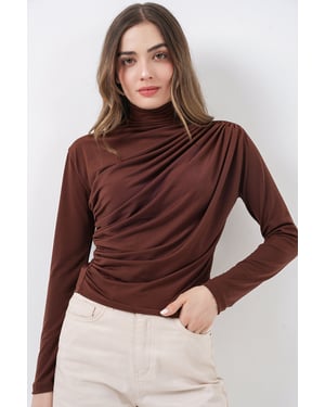 Aansluitende colblouse met drapeer-detail
