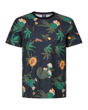 Petrol Industries - Heren Plus Size T-shirt met all-over print ArenaGris - Zwart