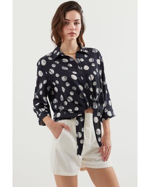 Geprinte Viscose Blouse met Strik