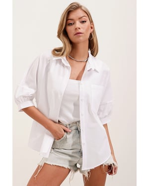 Losse Fit Poplin Overhemd met Zak