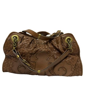 Bottega Veneta Intrecciato schoudertas van bruin leer