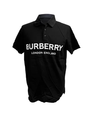 Burberry Luckland Logo Print Polo in Zwart Katoen