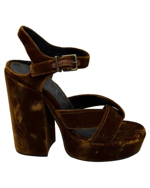 Jil Sander Twisted Platform Sandalen in Bruin Fluweel