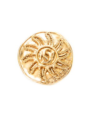 CC Round Sun Brooch Pin   Broche