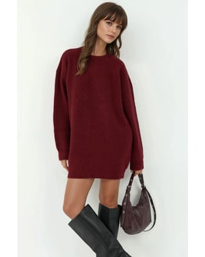 Gebreide Mini-jurk met Ronde Hals