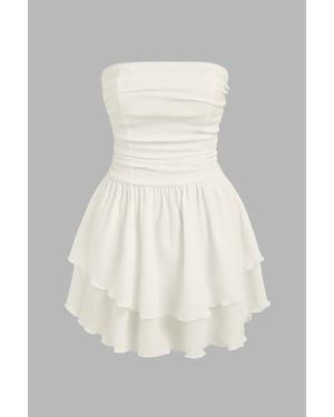 Strapless Textured Ruffle Mini-jurk
