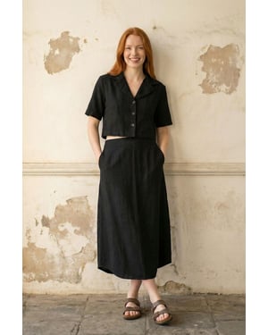 Crop Shirt & Midi Rok Co-Ord Set
