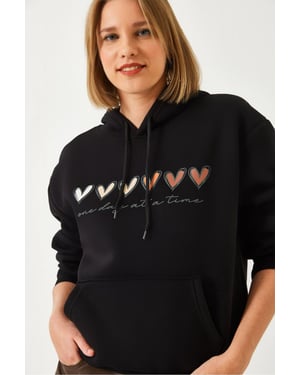 Hooded Katoenen Motto Hoodie met Pocket