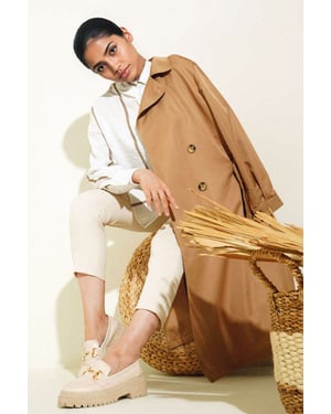 Dubbelbreasted Lange Trenchcoat