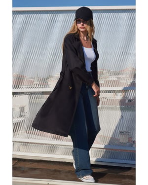 Dubbelbreasted Lange Trenchcoat