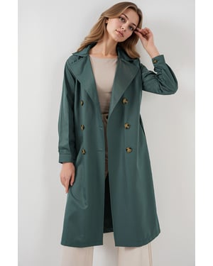 Dubbelbreasted Lange Trenchcoat