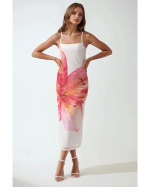 Vierkante Kraag Bodycon Jurk met Bloemenprint