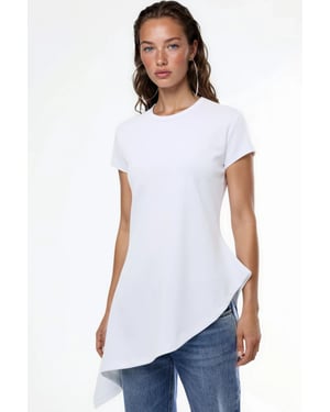 Asymmetrische Korte Mouwen Crew Neck T-Shirt