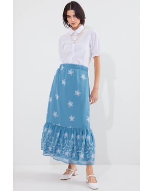 Geprinte Maxi Rok met Bloemenmotief
