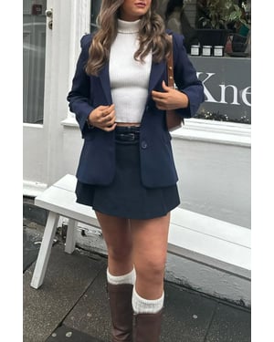 Hoge taille geplooide mini rok met een riem