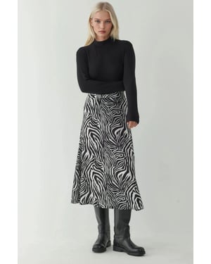 Hoge Taille Zebra Print Midi Rok
