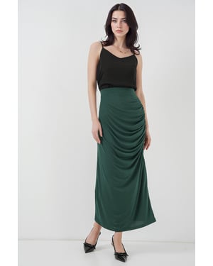 Aangesloten Midi Jersey Rok met Voering