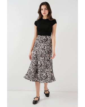 Satijnen A-Lijn Midi Rok met Elastische Taille