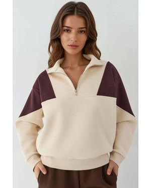 Verhoogde Ritskraag Comfortabele Sweater